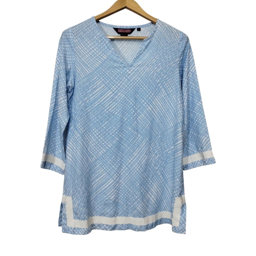 Vineyard Vines Womens Sz S 100% Linen 3/4 Sleeve Tunic Shirt Top Nautical
